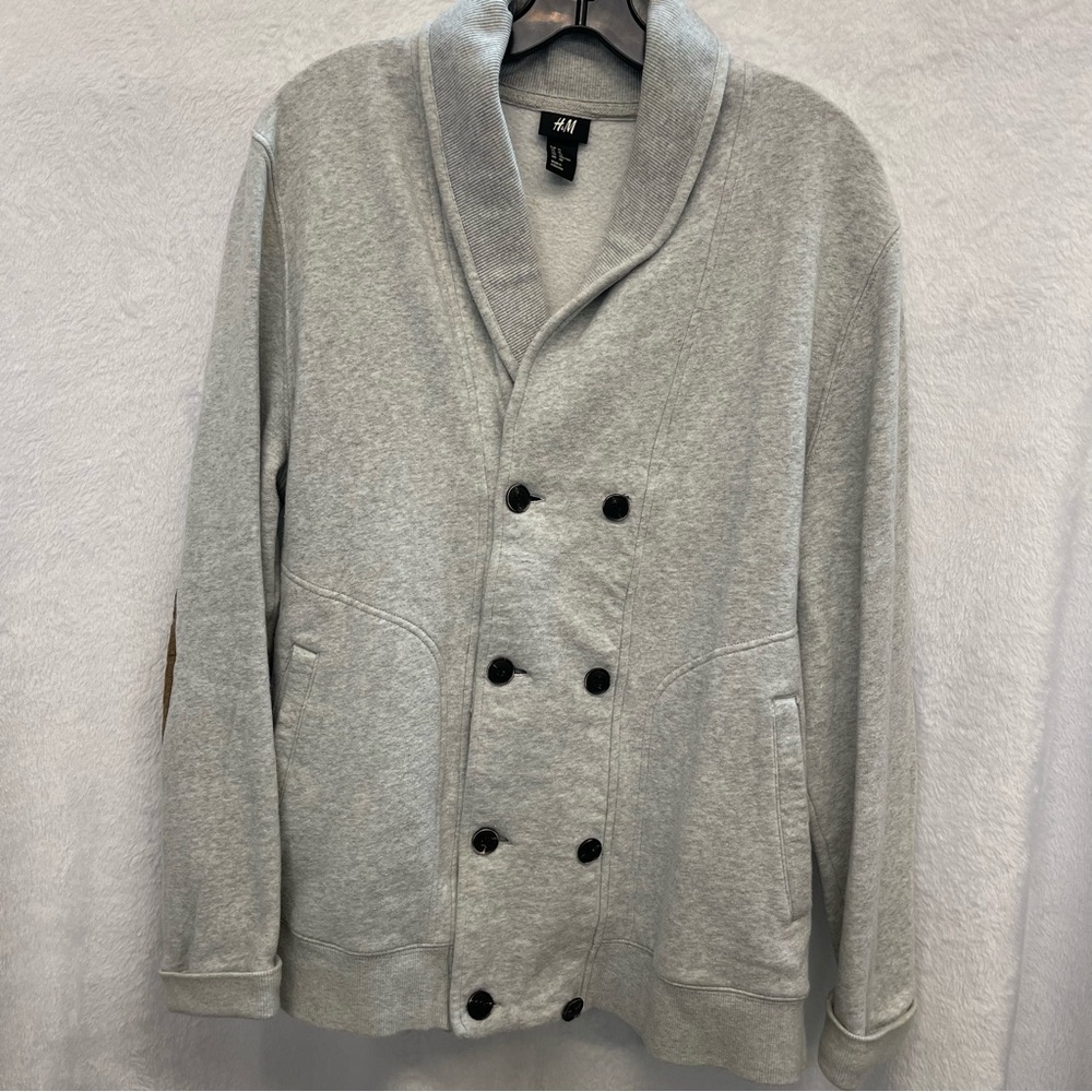H&M Light Gray Textured Shawl Collar Cardigan